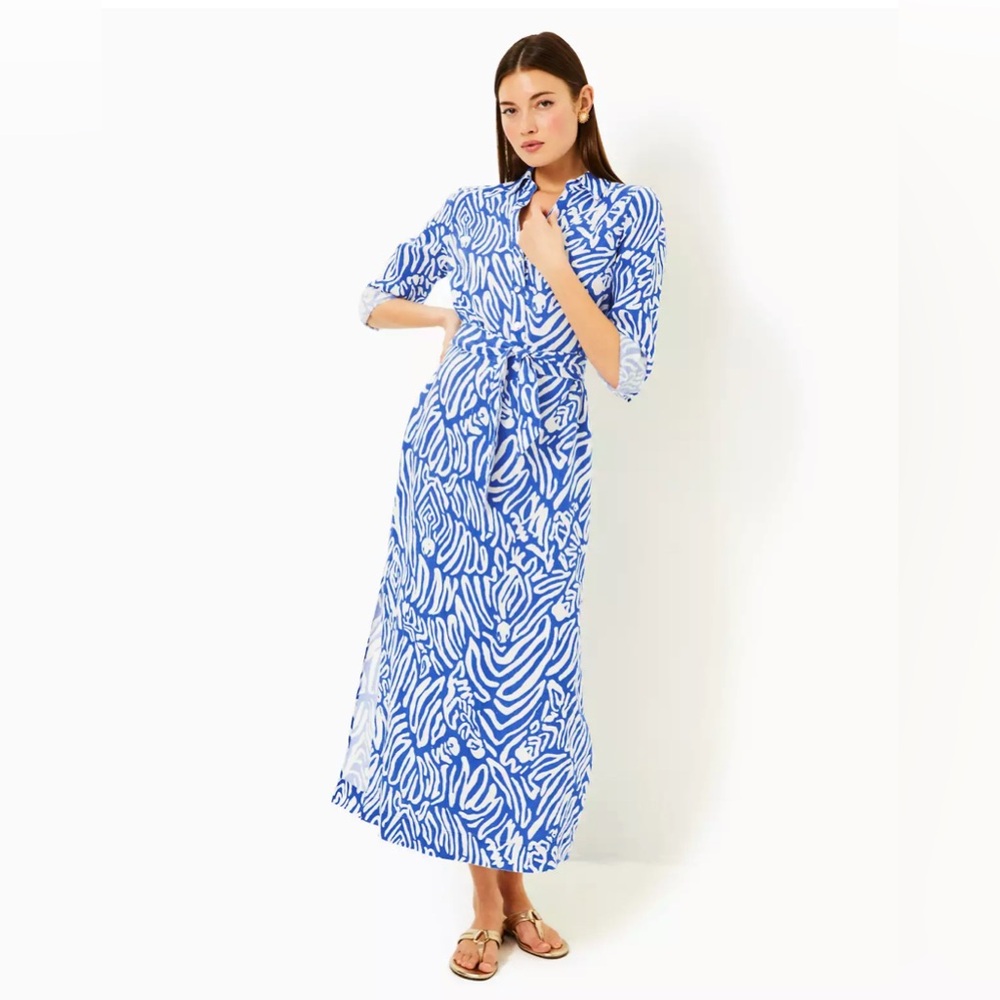 Lilly Pulitzer Millicent Linen Maxi Shirtdress